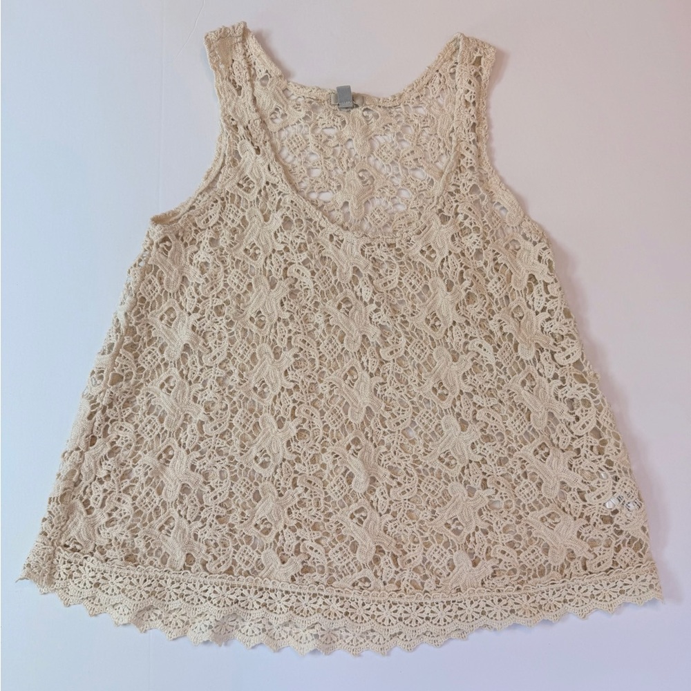 Lace Sleeveless Top - Cream 100% cotton, cottage core